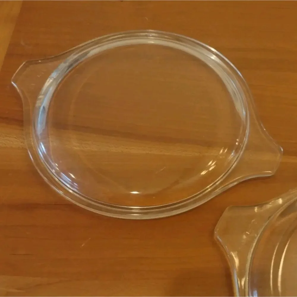 Two Pyrex 24 470-C Clear Glass Lids 6 1/4 